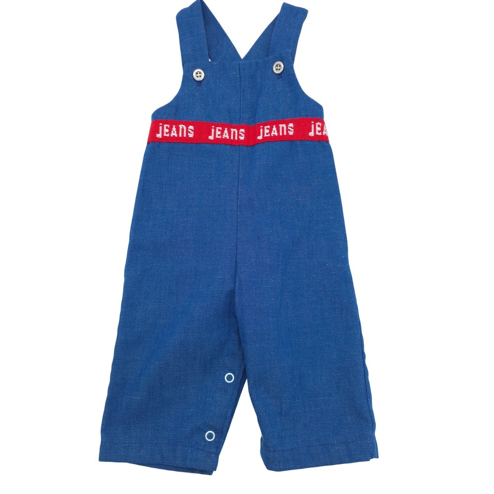 Health-tex Vintage Blue Bib Overalls JEANS Logo Trim 70s Made in USA Size 6 Mos